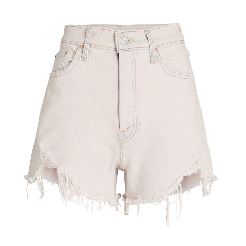 Mother Tomcat Kick Fray Destroyed Denim Shorts